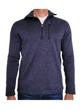 Eddie Bauer Men's Small 1/4 Zip Sweater Fleece Navy Blue Heather Pullover